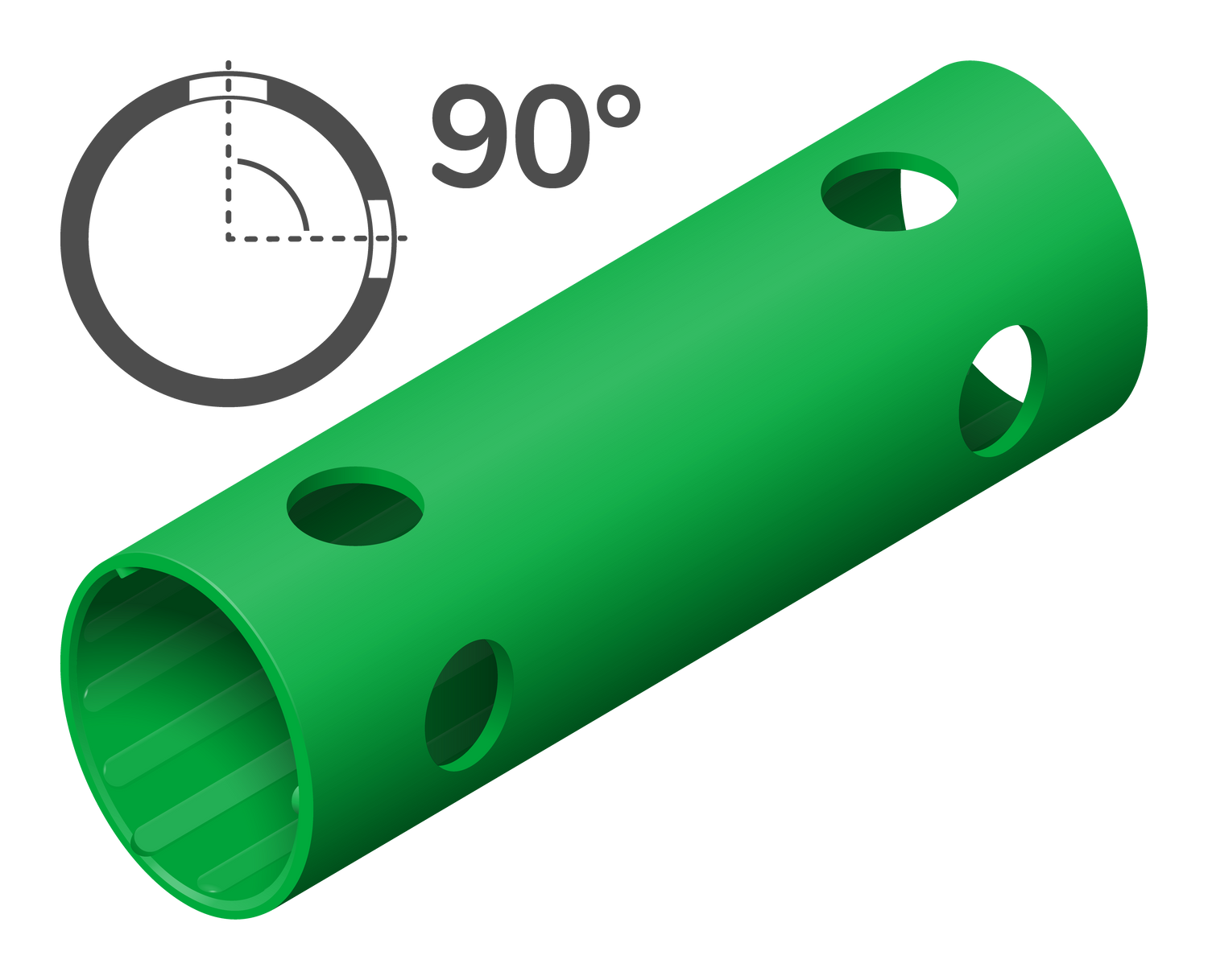 Tube 15 cm 90° (4 holes)